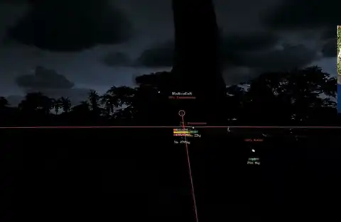 Nighttime The Isle ESP with player names, growth, and distance on officials
