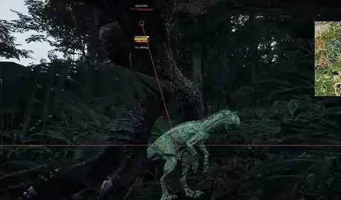 Jungle ESP snaplines, minimap radar, and Tyrannosaurus tags in The Isle